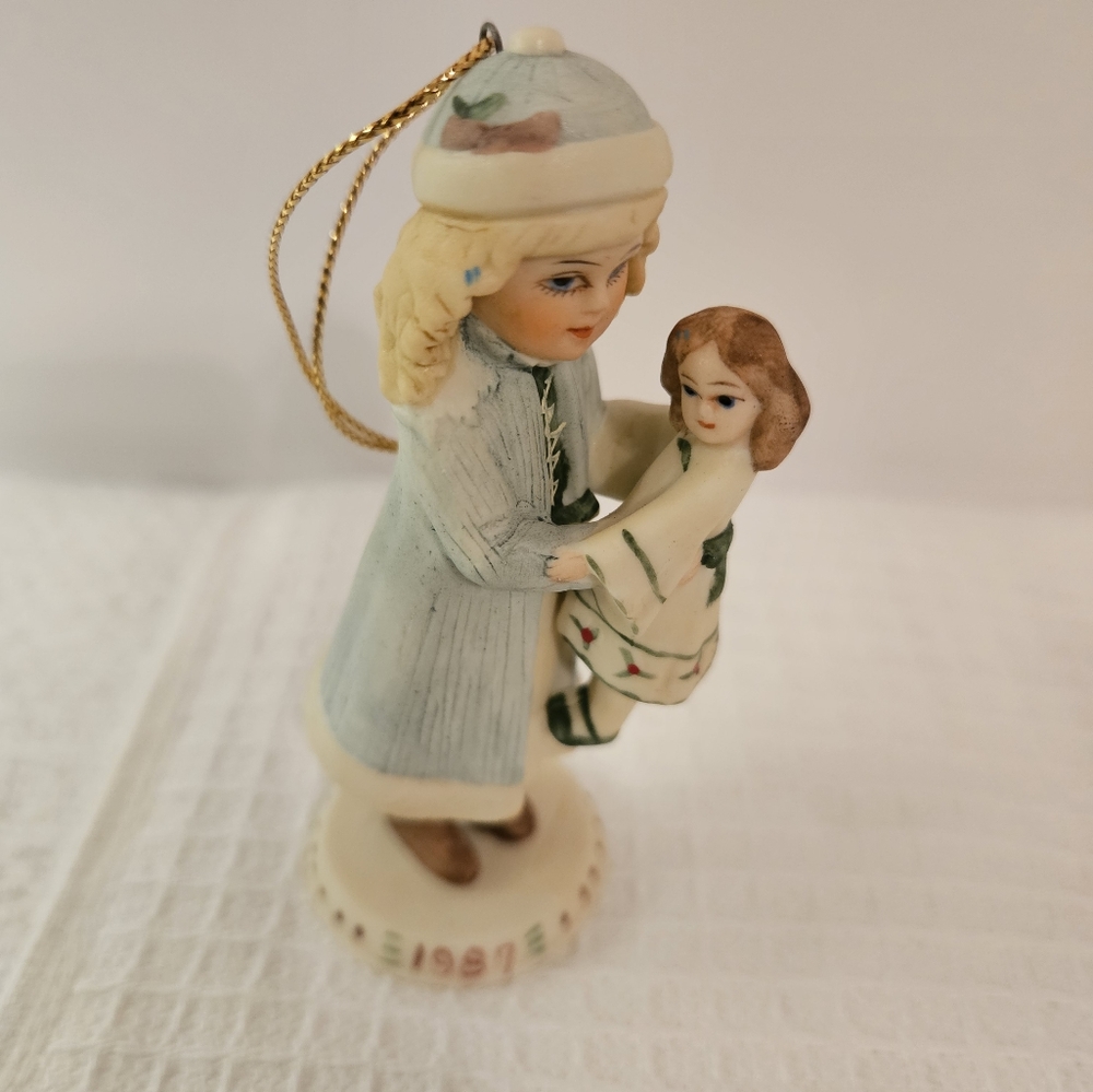 Holly Ornament 3 1/2" tall Porcelain Dated 1986From Jan Hagara